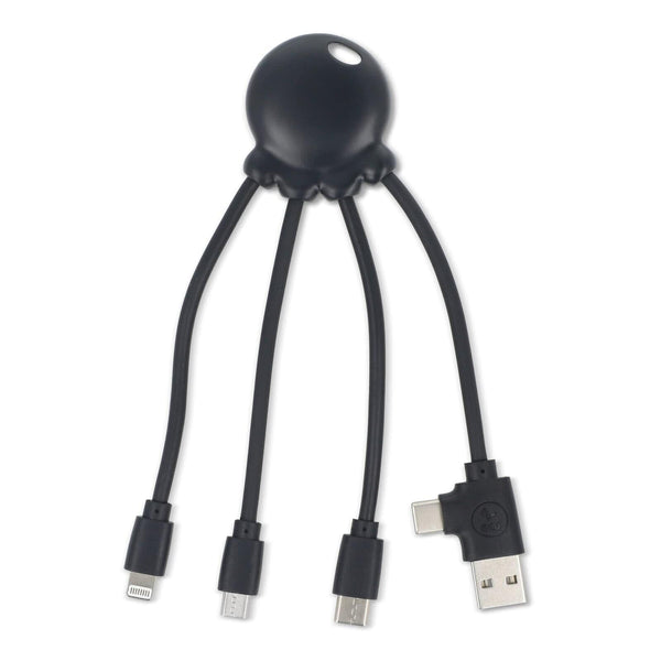 Xoopar Eco Octopus Cavo di ricarica Ocean Bound Plastic Nero - personalizzabile con logo