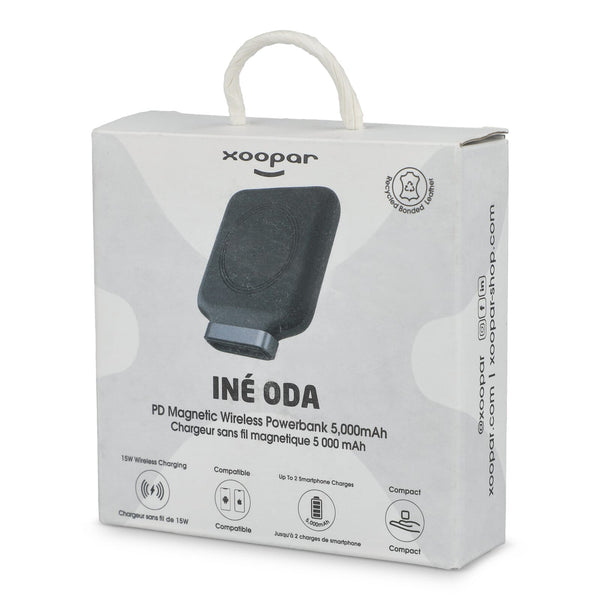 Xoopar Ine Oda Powerbank senza fili compatibile con MagSafe 5000 mAh Nero - personalizzabile con logo