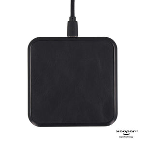 Xoopar Iné Wireless Fast Charger - Recycled Leather 15W Nero - personalizzabile con logo