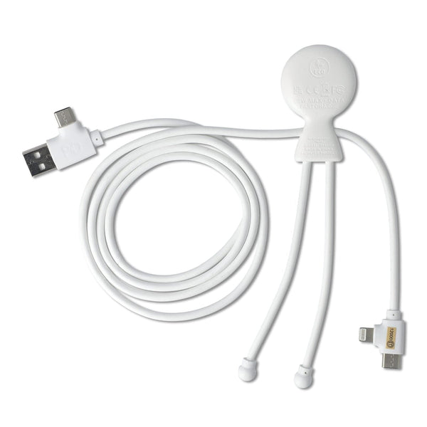 Xoopar Mr Bio Cavo di ricarica lungo + adattatore per spina UK Bianco - personalizzabile con logo