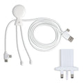 Xoopar Mr Bio Cavo di ricarica lungo + adattatore per spina UK Bianco - personalizzabile con logo