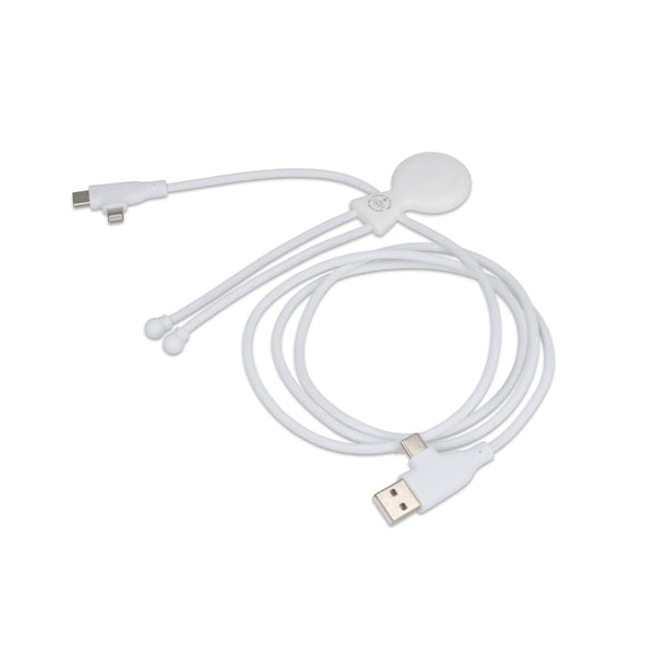 Xoopar Mr. Bio Cavo di ricarica multipla 60 W PD lungo 1.2 metri Bianco - personalizzabile con logo