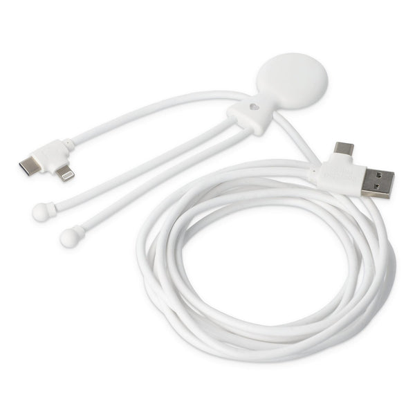 Xoopar Mr Bio Cavo di ricarica multiplo lungo 60 W PD 2 metri Bianco - personalizzabile con logo