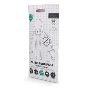 Xoopar Mr Bio Cavo di ricarica multiplo lungo 60 W PD 2 metri Bianco - personalizzabile con logo