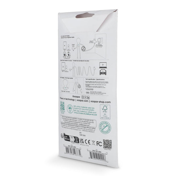 Xoopar Mr Bio Cavo di ricarica multiplo lungo 60 W PD 2 metri Bianco - personalizzabile con logo
