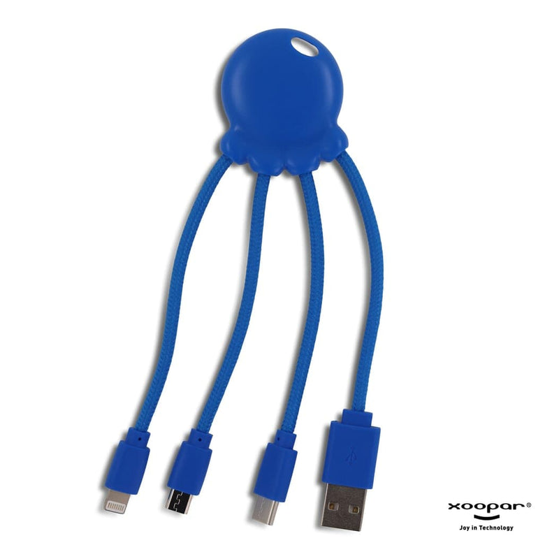 Octopus Cavo di ricarica Blu - personalizzabile con logo