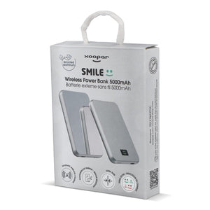 Xoopar Smile Specchio Wireless Powerbank compatibile con MagSafe 5000 mAh grigio - personalizzabile con logo