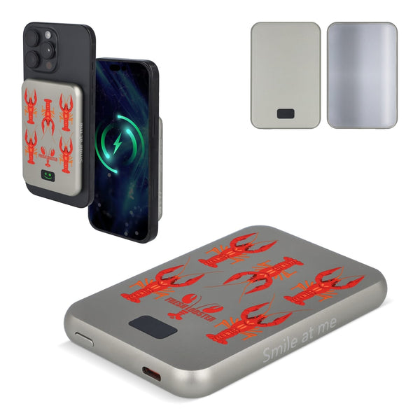 Xoopar Smile Specchio Wireless Powerbank compatibile con MagSafe 5000 mAh grigio - personalizzabile con logo