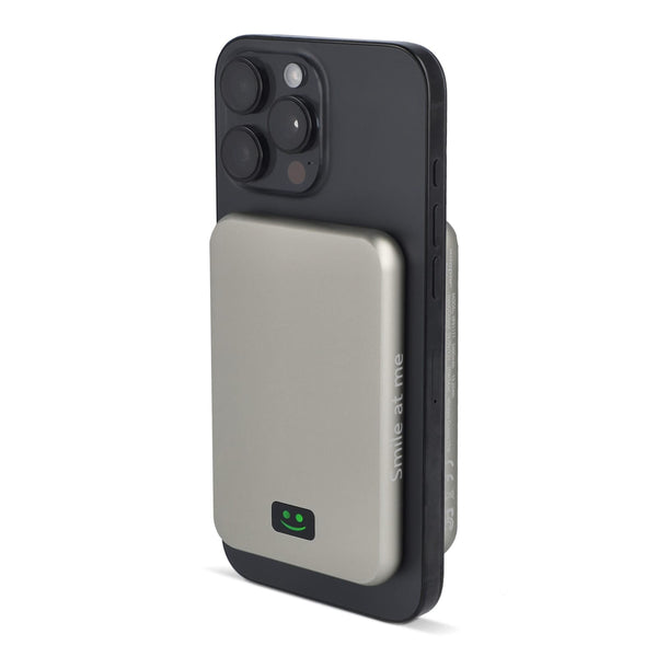 Xoopar Smile Specchio Wireless Powerbank compatibile con MagSafe 5000 mAh grigio - personalizzabile con logo
