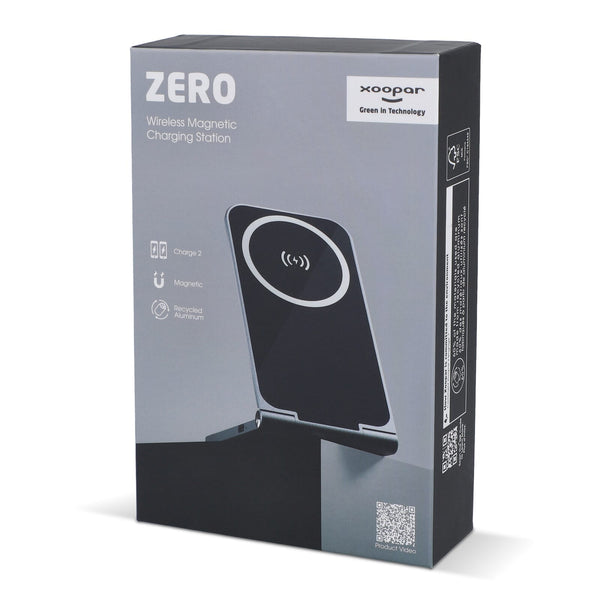 Xoopar Zero 2 in 1 Caricabatterie senza fili compatibile con MagSafe Grigio scuro - personalizzabile con logo
