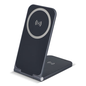 Xoopar Zero 2 in 1 Caricabatterie senza fili compatibile con MagSafe Grigio scuro - personalizzabile con logo