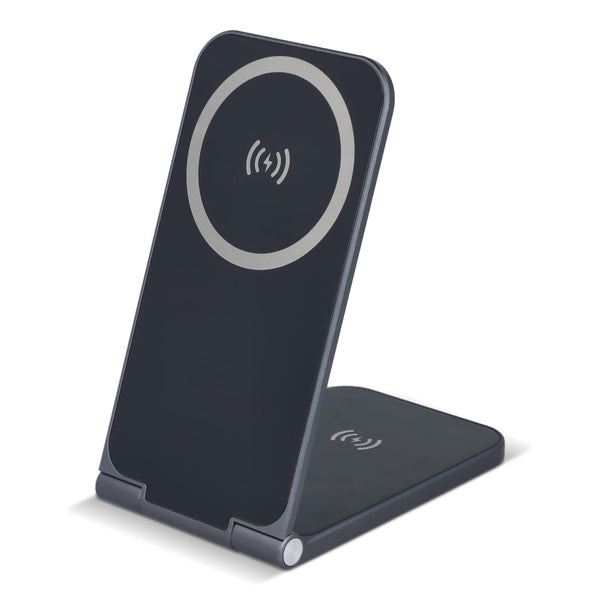 Xoopar Zero 2 in 1 Caricabatterie senza fili compatibile con MagSafe Grigio scuro - personalizzabile con logo
