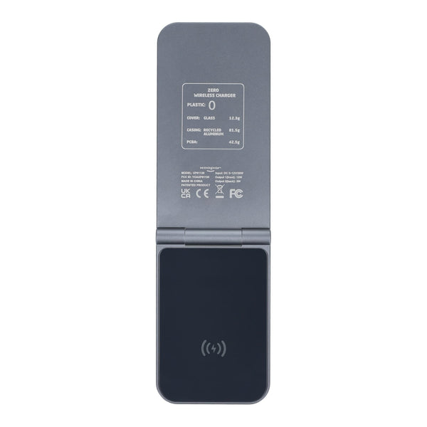 Xoopar Zero 2 in 1 Caricabatterie senza fili compatibile con MagSafe Grigio scuro - personalizzabile con logo