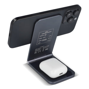 Xoopar Zero 2 in 1 Caricabatterie senza fili compatibile con MagSafe Grigio scuro - personalizzabile con logo