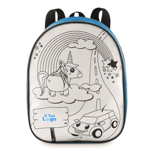 Zainetto con 5 pennarelli azzurro - personalizzabile con logo