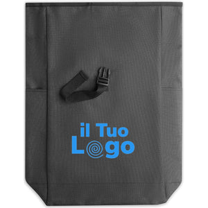 Zaino 600D RPET 2 toni Nero - personalizzabile con logo