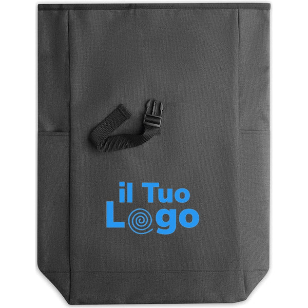 Zaino 600D RPET 2 toni Nero - personalizzabile con logo