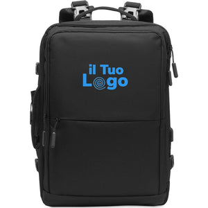 Zaino 600D RPET Nero - personalizzabile con logo