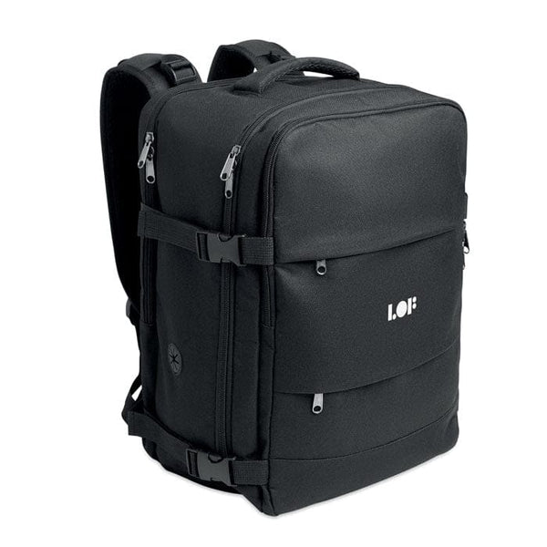 Zaino a mano formato cabina apertura a 180° Nero - personalizzabile con logo