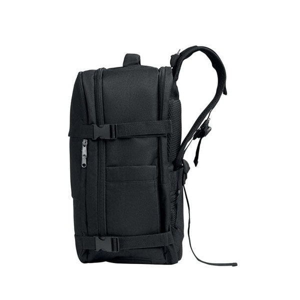 Zaino a mano formato cabina apertura a 180° Nero - personalizzabile con logo