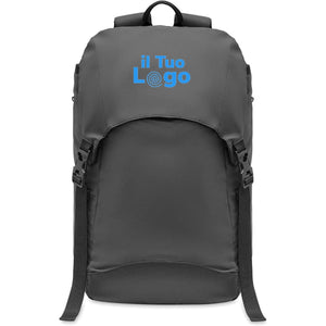 Zaino brillante in 190T Nero - personalizzabile con logo