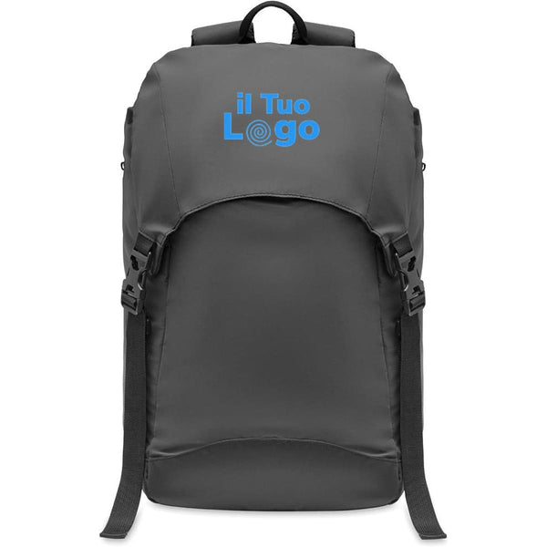 Zaino brillante in 190T Nero - personalizzabile con logo