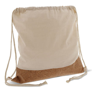 Zaino con coulisse Cork con coulisse in cotone 38x41cm beige - personalizzabile con logo