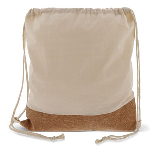 Zaino con coulisse Cork con coulisse in cotone 38x41cm beige - personalizzabile con logo