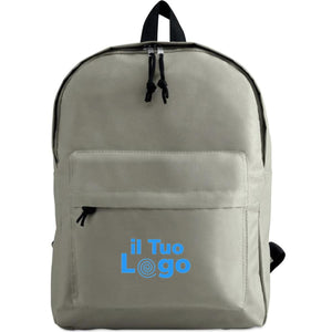 Zaino grigio con tasca esterna - personalizzabile con logo