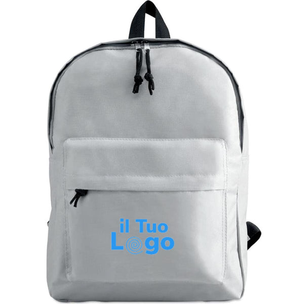 Zaino bianco con tasca esterna - personalizzabile con logo