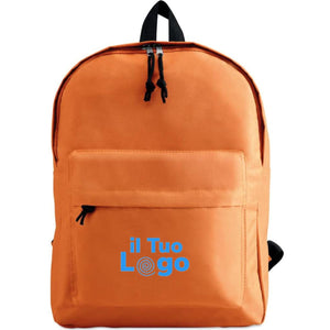 Zaino arancione con tasca esterna - personalizzabile con logo