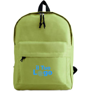 Zaino verde chiaro con tasca esterna - personalizzabile con logo
