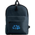 Zaino blu con tasca esterna - personalizzabile con logo