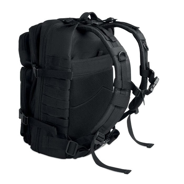 Zaino da esterno 600D RPET Nero - personalizzabile con logo