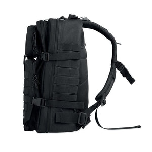 Zaino da esterno 600D RPET Nero - personalizzabile con logo