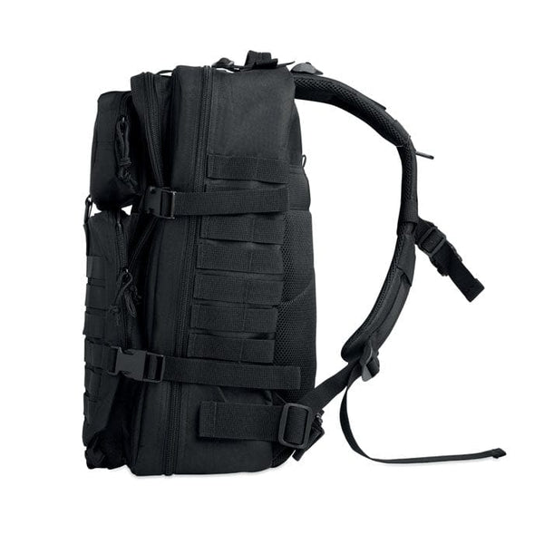 Zaino da esterno 600D RPET Nero - personalizzabile con logo
