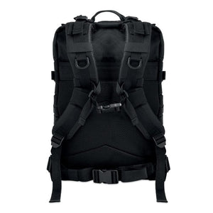 Zaino da esterno 600D RPET Nero - personalizzabile con logo