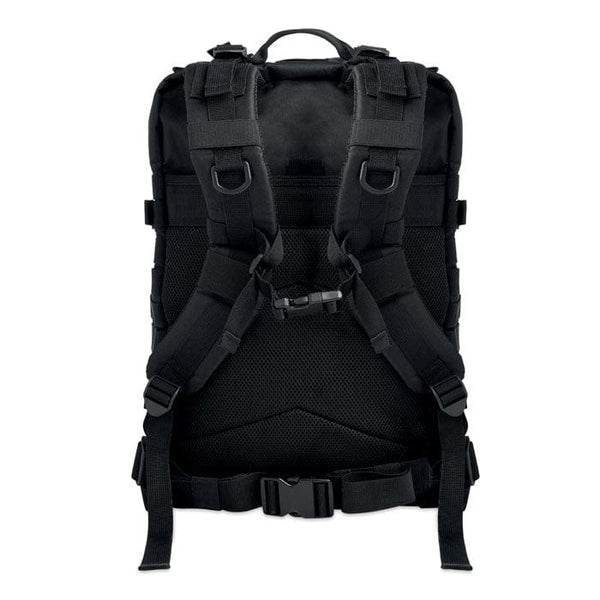 Zaino da esterno 600D RPET Nero - personalizzabile con logo