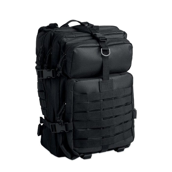 Zaino da esterno 600D RPET Nero - personalizzabile con logo