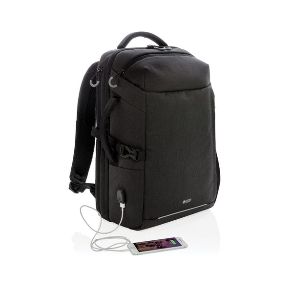 Zaino da viaggio weekend Swiss Peak AWARE™ XXL nero - personalizzabile con logo