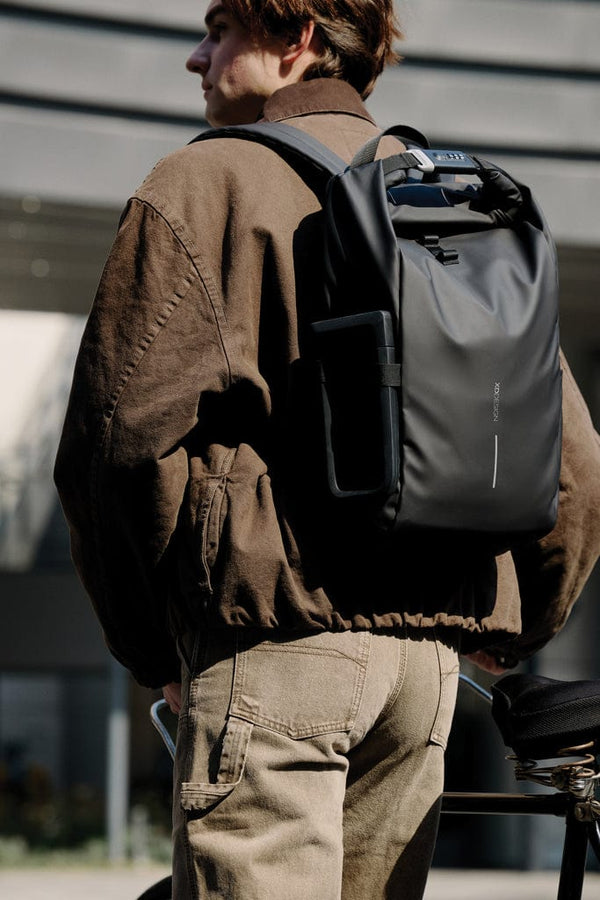 Zaino impermebile da bicicletta Urban nero - personalizzabile con logo