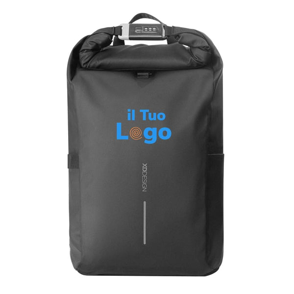Zaino impermebile da bicicletta Urban nero - personalizzabile con logo