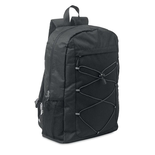 Zaino in poliestere 600D RPET Nero - personalizzabile con logo