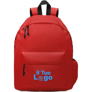 Zaino in poliestere 600D RPET Rosso - personalizzabile con logo