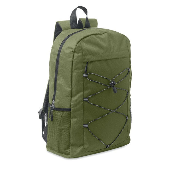 Zaino in poliestere 600D RPET verde - personalizzabile con logo