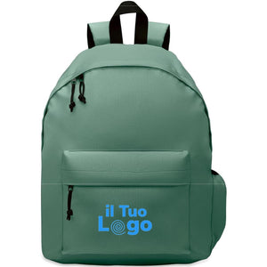 Zaino in poliestere 600D RPET verde - personalizzabile con logo