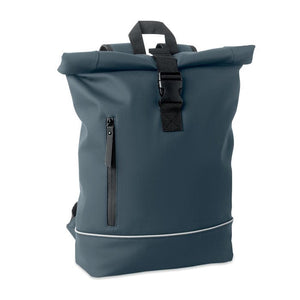 Zaino in PU rolltop per laptop blu navy - personalizzabile con logo