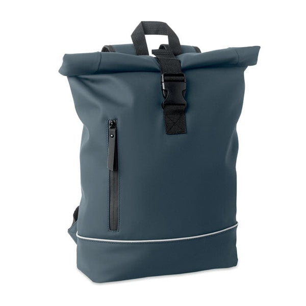Zaino in PU rolltop per laptop blu navy - personalizzabile con logo