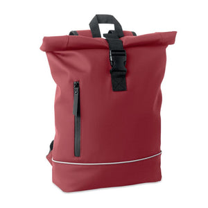Zaino in PU rolltop per laptop bordeaux - personalizzabile con logo