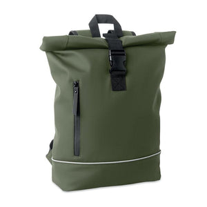 Zaino in PU rolltop per laptop verde - personalizzabile con logo